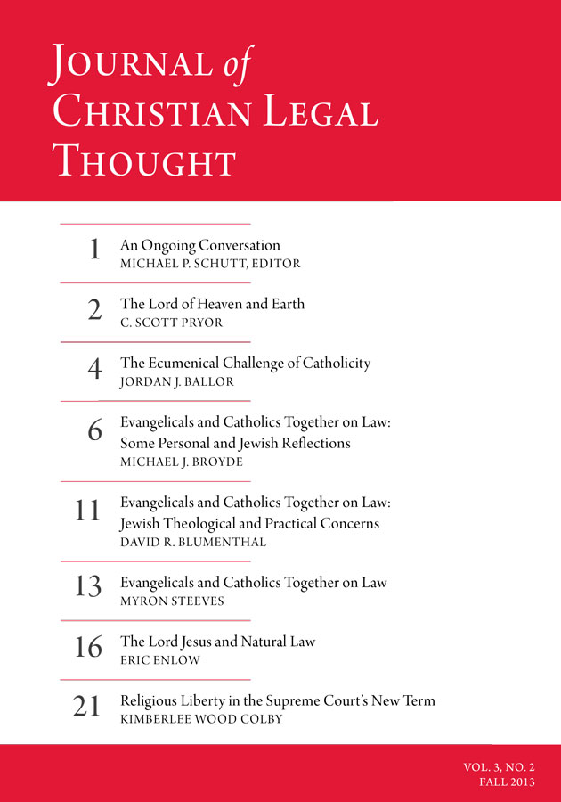 Journal of Christian Legal Thought - Fall 2013